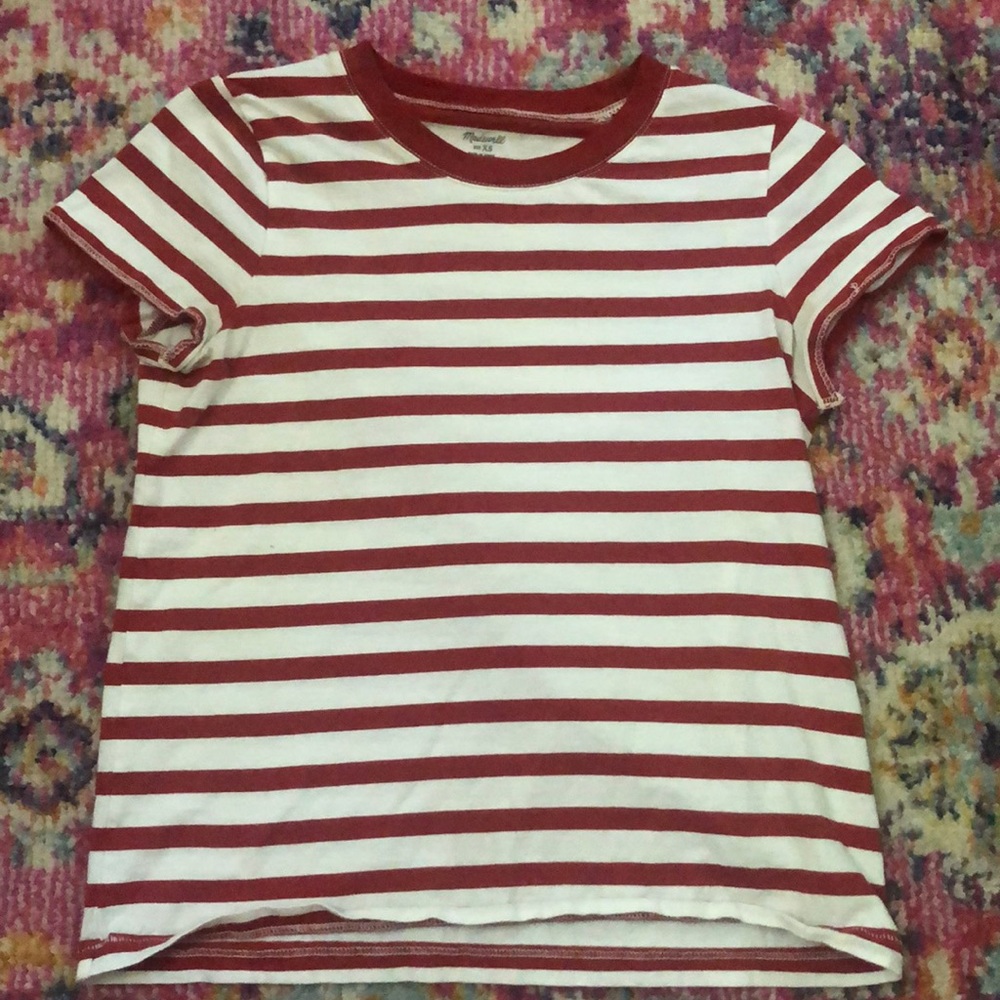 Madewell red and white striped XS tee